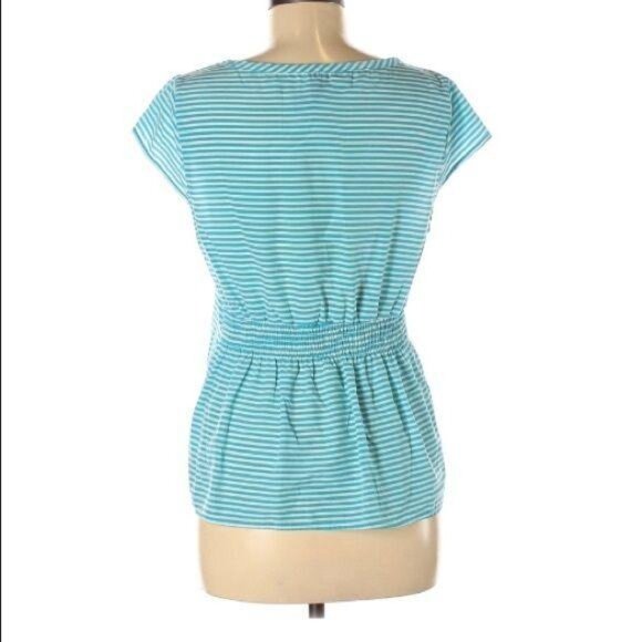 Blue Rain Cap Sleeve Blouse Size M - Picture 3 of 5